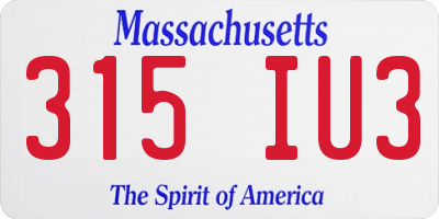MA license plate 315IU3