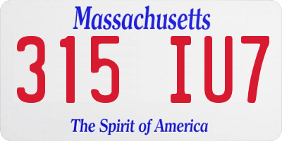 MA license plate 315IU7