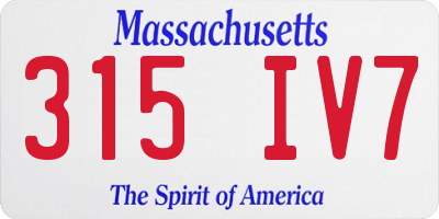 MA license plate 315IV7