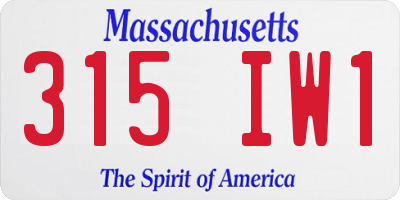 MA license plate 315IW1