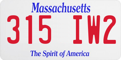 MA license plate 315IW2