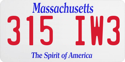 MA license plate 315IW3
