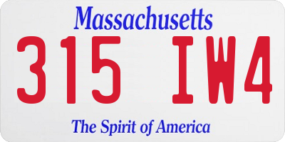 MA license plate 315IW4