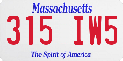 MA license plate 315IW5