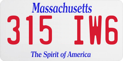 MA license plate 315IW6