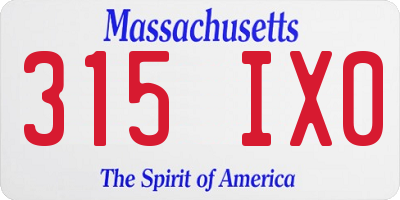 MA license plate 315IX0