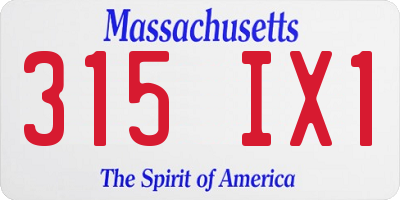 MA license plate 315IX1
