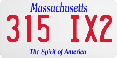 MA license plate 315IX2