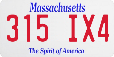MA license plate 315IX4
