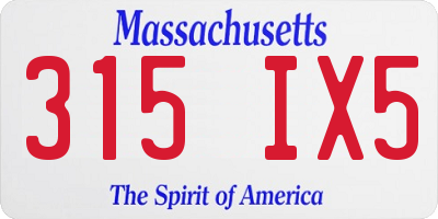 MA license plate 315IX5