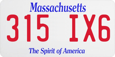 MA license plate 315IX6
