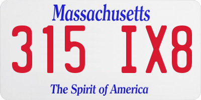 MA license plate 315IX8