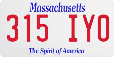 MA license plate 315IY0