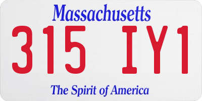 MA license plate 315IY1
