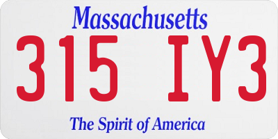 MA license plate 315IY3