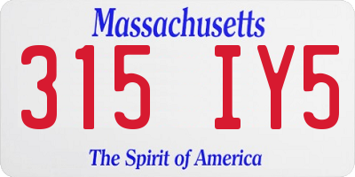 MA license plate 315IY5