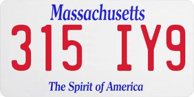 MA license plate 315IY9