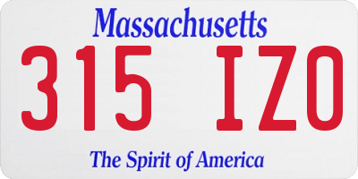 MA license plate 315IZ0