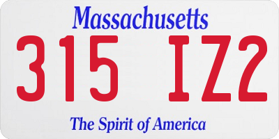 MA license plate 315IZ2