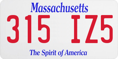 MA license plate 315IZ5