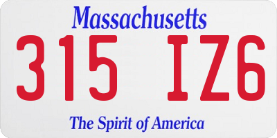 MA license plate 315IZ6