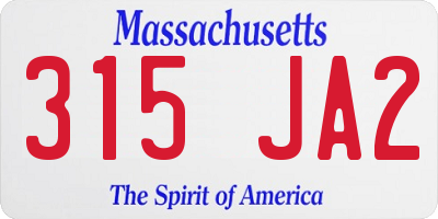 MA license plate 315JA2
