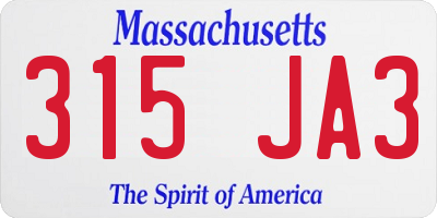 MA license plate 315JA3