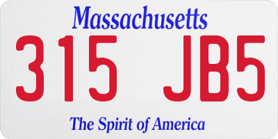 MA license plate 315JB5
