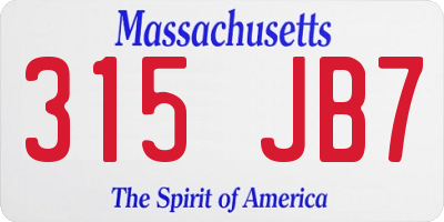 MA license plate 315JB7