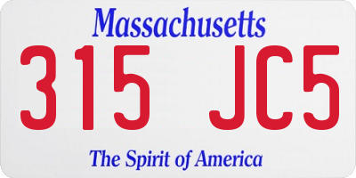 MA license plate 315JC5