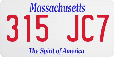MA license plate 315JC7