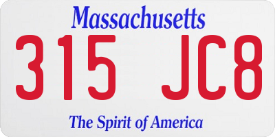 MA license plate 315JC8