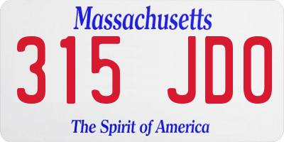 MA license plate 315JD0