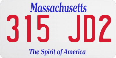 MA license plate 315JD2