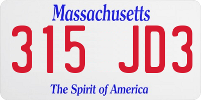 MA license plate 315JD3