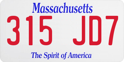 MA license plate 315JD7