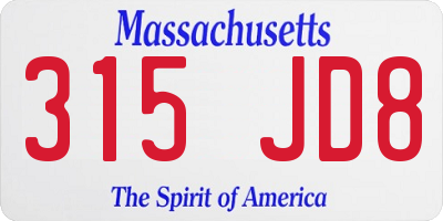 MA license plate 315JD8