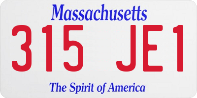 MA license plate 315JE1
