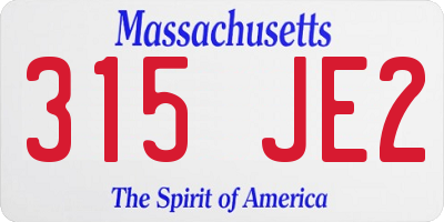 MA license plate 315JE2