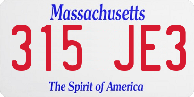 MA license plate 315JE3