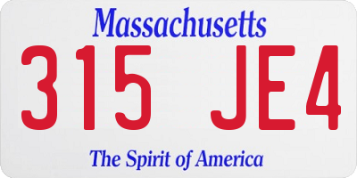 MA license plate 315JE4