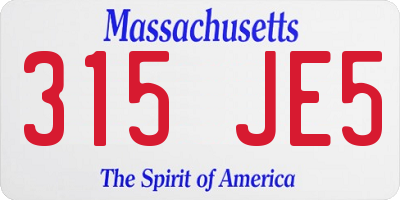 MA license plate 315JE5