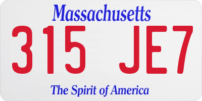 MA license plate 315JE7
