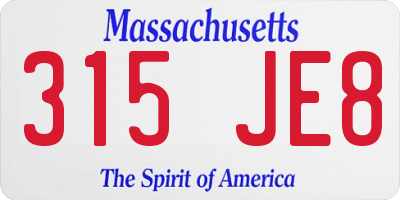 MA license plate 315JE8