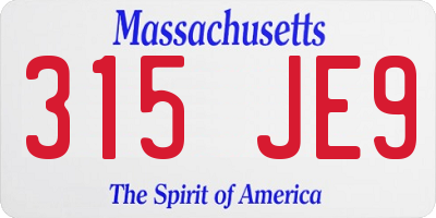 MA license plate 315JE9