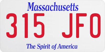 MA license plate 315JF0