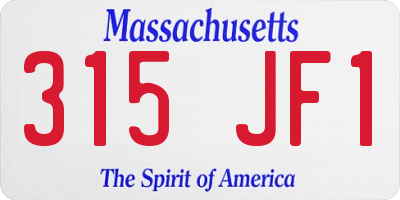 MA license plate 315JF1