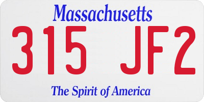MA license plate 315JF2