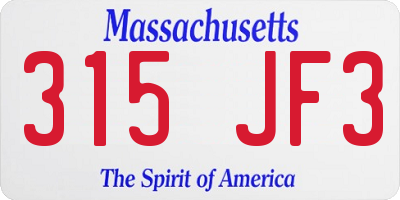 MA license plate 315JF3