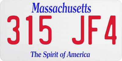 MA license plate 315JF4